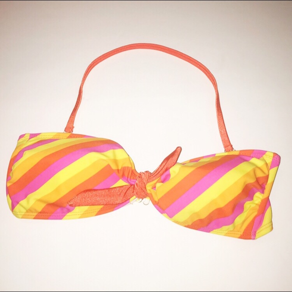 Malibu Bikini Top-Yellow-Pink-Orange Sz Large NWOT